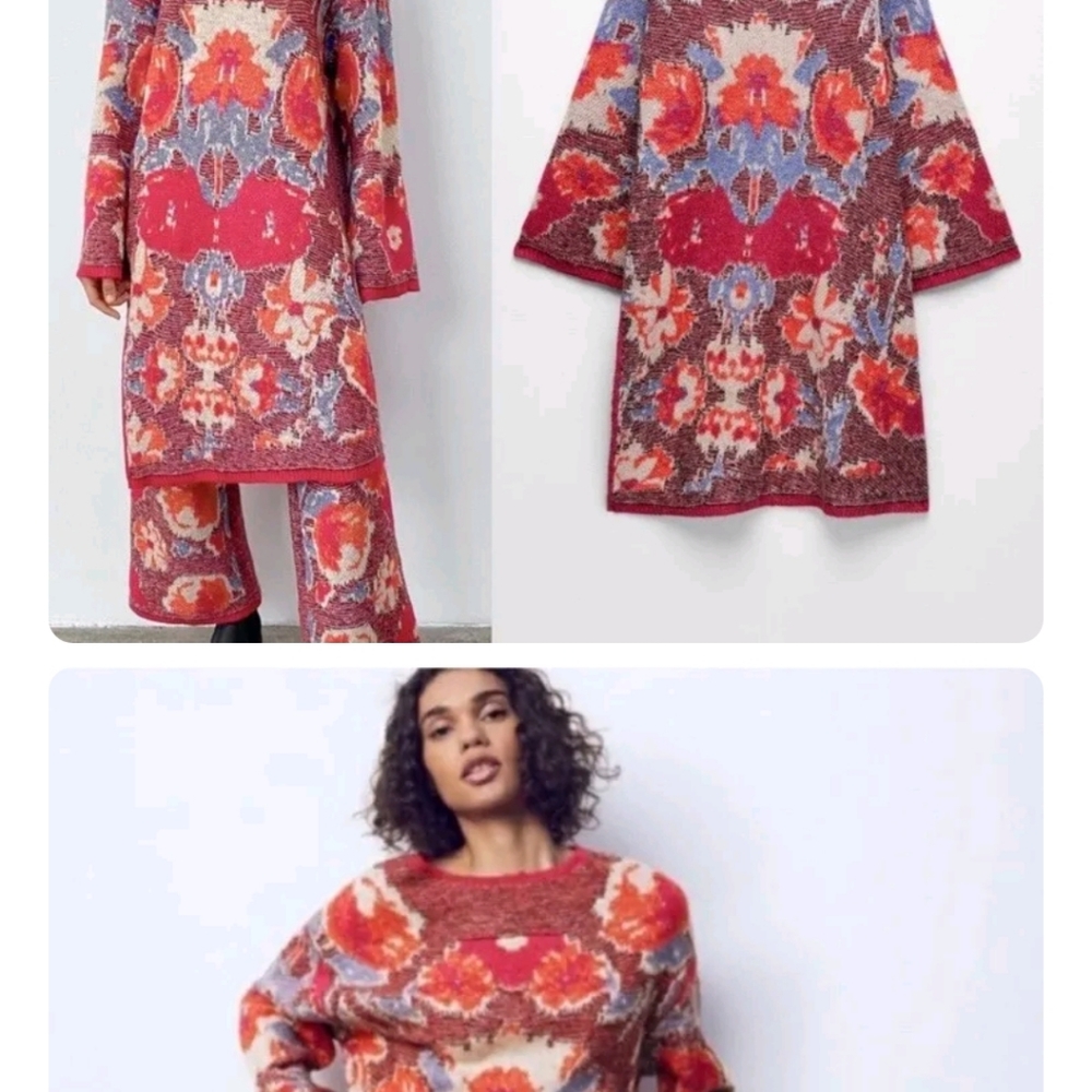 Zara oversized boho knit sweater dress tunic